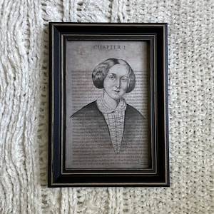 Marque-page/impression de carte postale Portrait de George Eliot // recto-verso // dessin au graphite