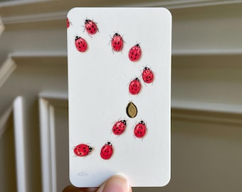 Ladybugs // double-sided mini bookmark // with gold-foil