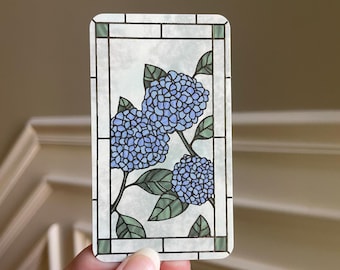 Hydrangea Window // double-sided mini bookmark // with silver-foil