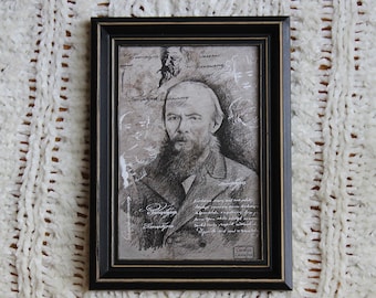 Fyodor Dostoevsky Portrait Bookmark/Postcard Print // Double-Sided // Graphite Drawing