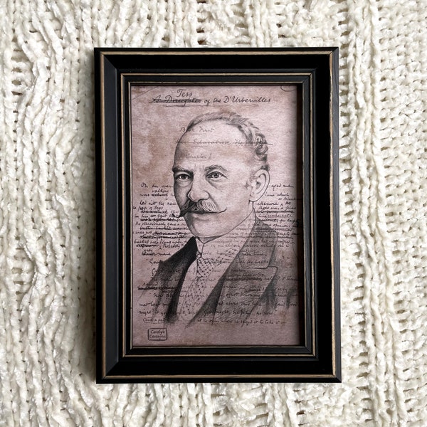 Thomas Hardy Portrait Bookmark/Postcard Print // Double-Sided // Graphite Drawing