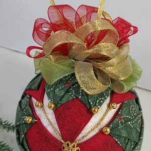 Christmas Quilted Fabric Ball Ornament