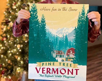 Columbia Inn at Pine Tree, Vermont — keepsake wall art inspired by White Christmas, Holiday Decor Print, Vintage Movie Poster, perfect gift