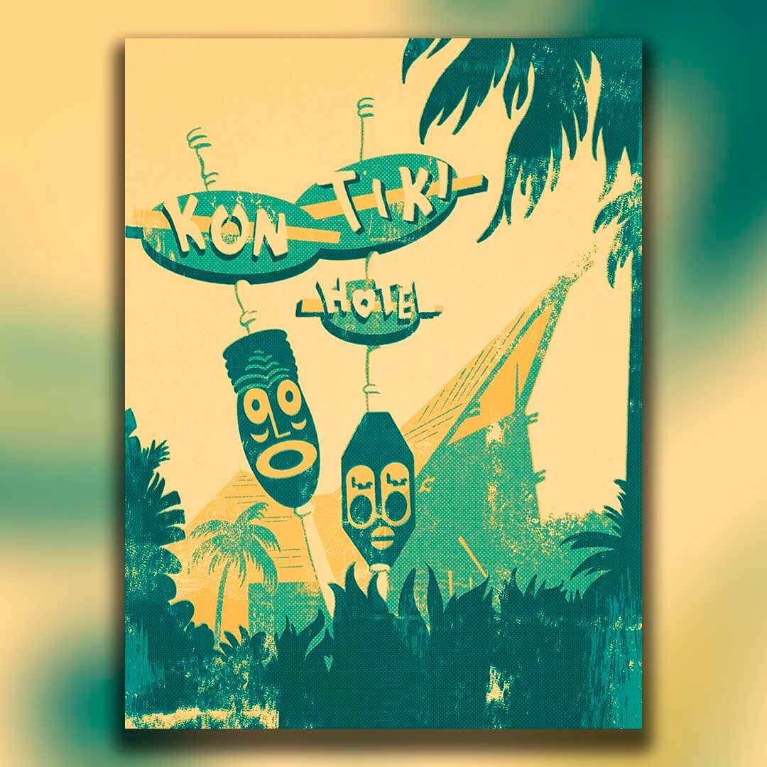 Kon Tiki Hotel Art Print | Vintage Tiki Bar Decor - Etsy