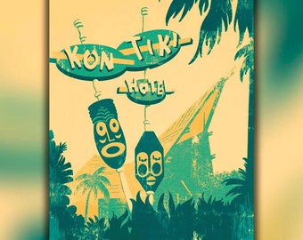 Kon Tiki | Vintage Style Tiki Wall Art | Tiki Idol | Tiki Art | Tiki Bar Art | Tiki Room | Tiki Oasis | Tiki Culture | Polynesian Art Decor