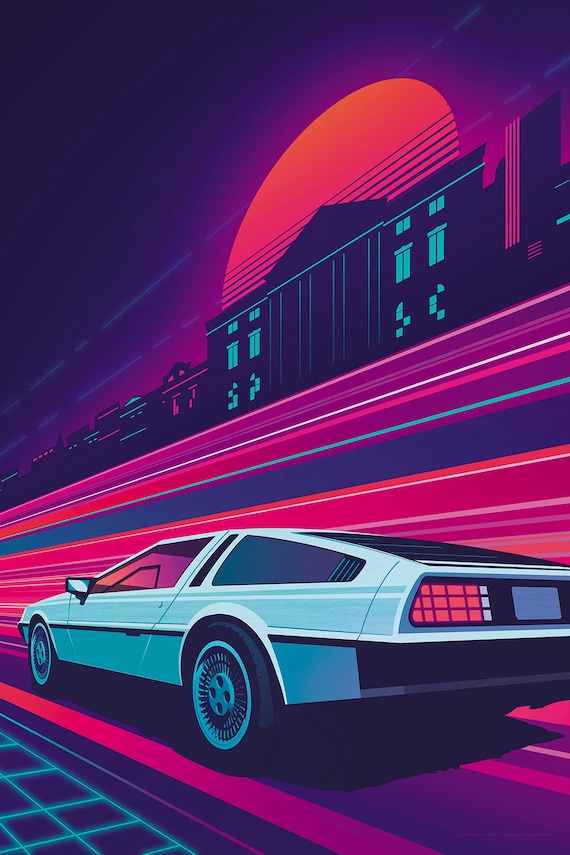 Delorean — retro 80's DMC-12 Vibrant Art Print - Etsy