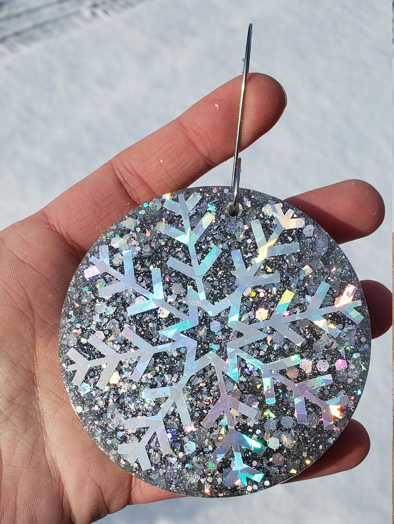 4 Pc Holographic Snowflake Christmas Ornament Set  Etsy