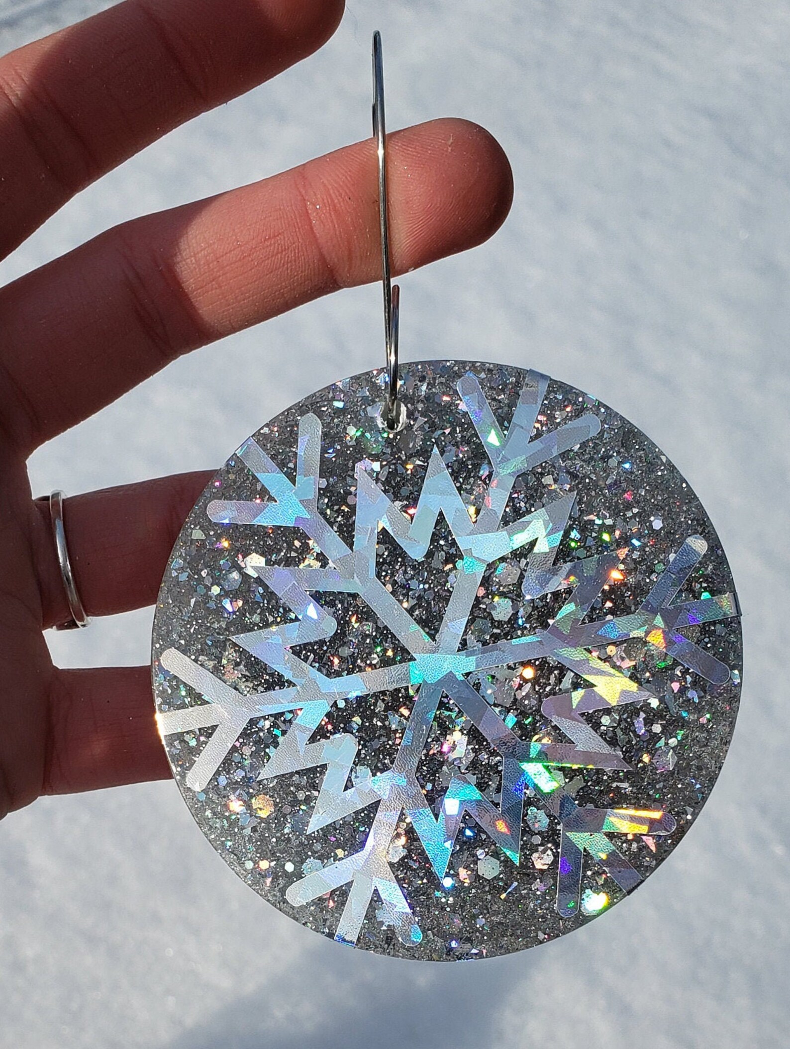 4 Pc Holographic Snowflake Christmas Ornament Set  Etsy