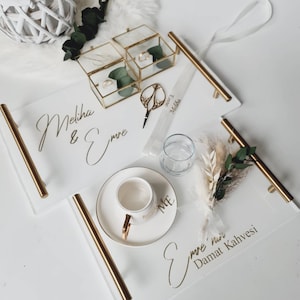 Engagement Trays Ring Tray Damat Kahvesi Tepsisi Söz Tepsisi Set