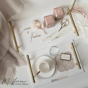Engagement Trays Ring Tray Damat Kahvesi Tepsisi Söz Tepsisi Set