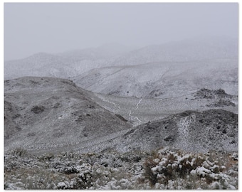 Tungsten Hills Sierra Nevada Print – Foggy Winter Sagebrush Landscape Wall Art