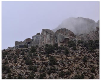 Misty Cliff Landscape Print – Little Egypt Sierra Nevada, Moody Mountain Wall Art