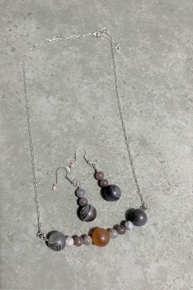 15/'/' Sterling Silver Beaded Necklace and Earring Set
