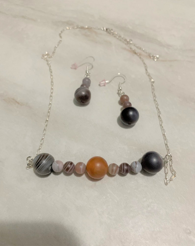 15/'/' Sterling Silver Beaded Necklace and Earring Set