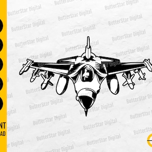 F-16 Fighter Jet SVG | Fighter Pilot SVG | Navy Military Aircraft Plane | Cricut Silhouette Printable Vector Clipart Digital Dxf Png Eps Ai