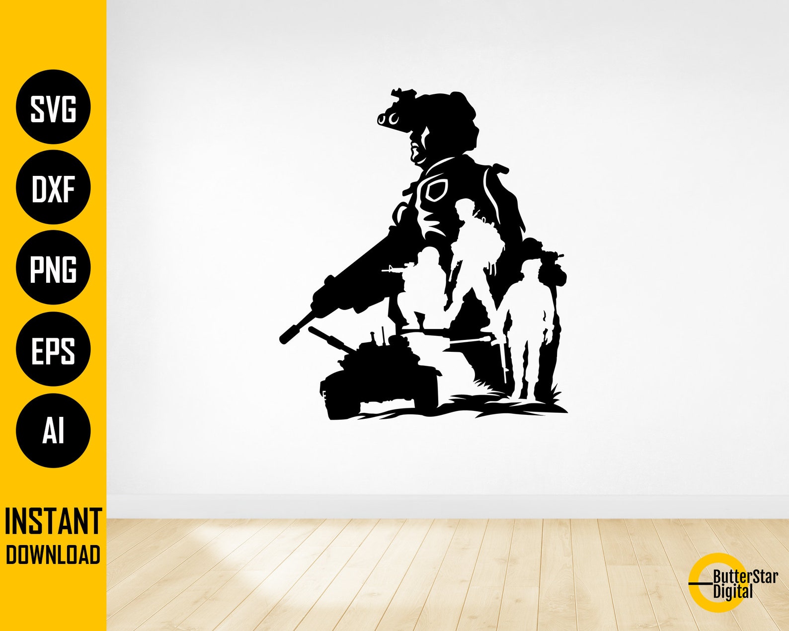 Sticker Soldier Vector Soldiers SVG | Veteran SVG | Military T-shirt Decal Sticker Stencil ...