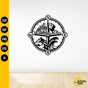 Elemental Compass SVG | Four Elements SVG | Earth Land Fire Flame Air ...