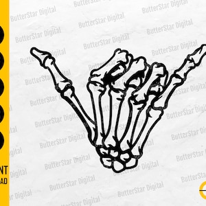 Skeleton Hand Shaka SVG | Summer Surf T-Shirt Decal Vinyl Sticker Graphics | Cricut Cut Files Cuttable Clipart Vector Digital Dxf Png Eps Ai