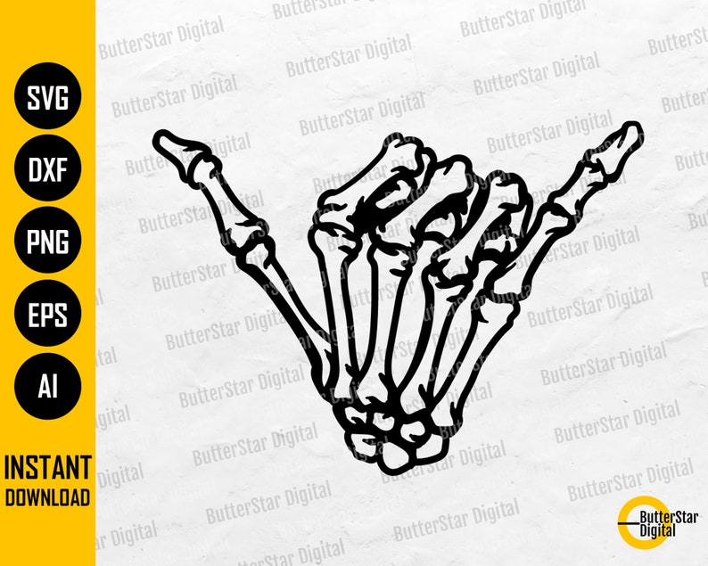 Skeleton Hand Shaka SVG | Summer Surf T-shirt Decal Vinyl Sticker ...