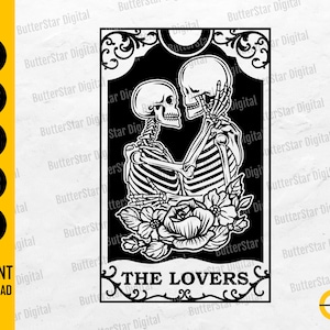 The Lovers Tarot Card SVG | Mystical T-Shirt Decal Vinyl Stencil Graphics | Cricut Cut File Printables Clipart Vector Digital Dxf Png Eps Ai