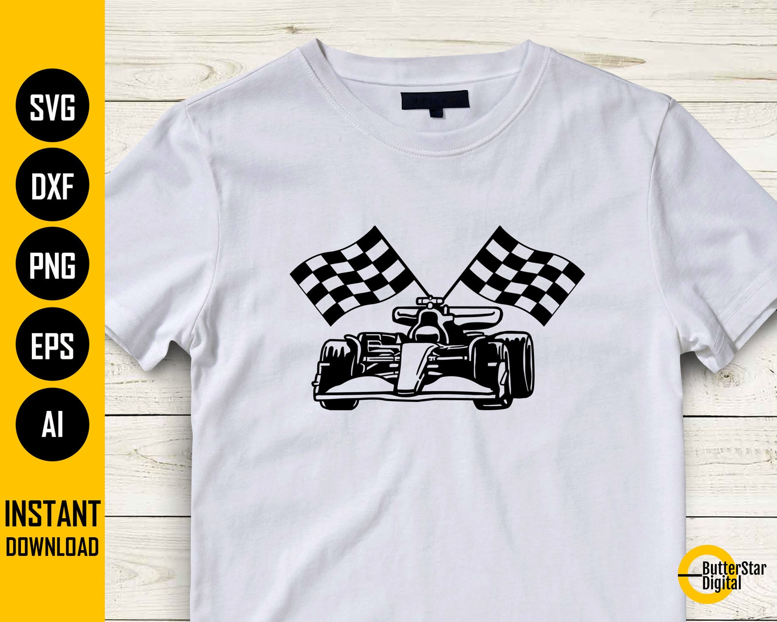 Racing Car SVG | Checkered Flag SVG | Racer T-shirt Decal Sticker ...