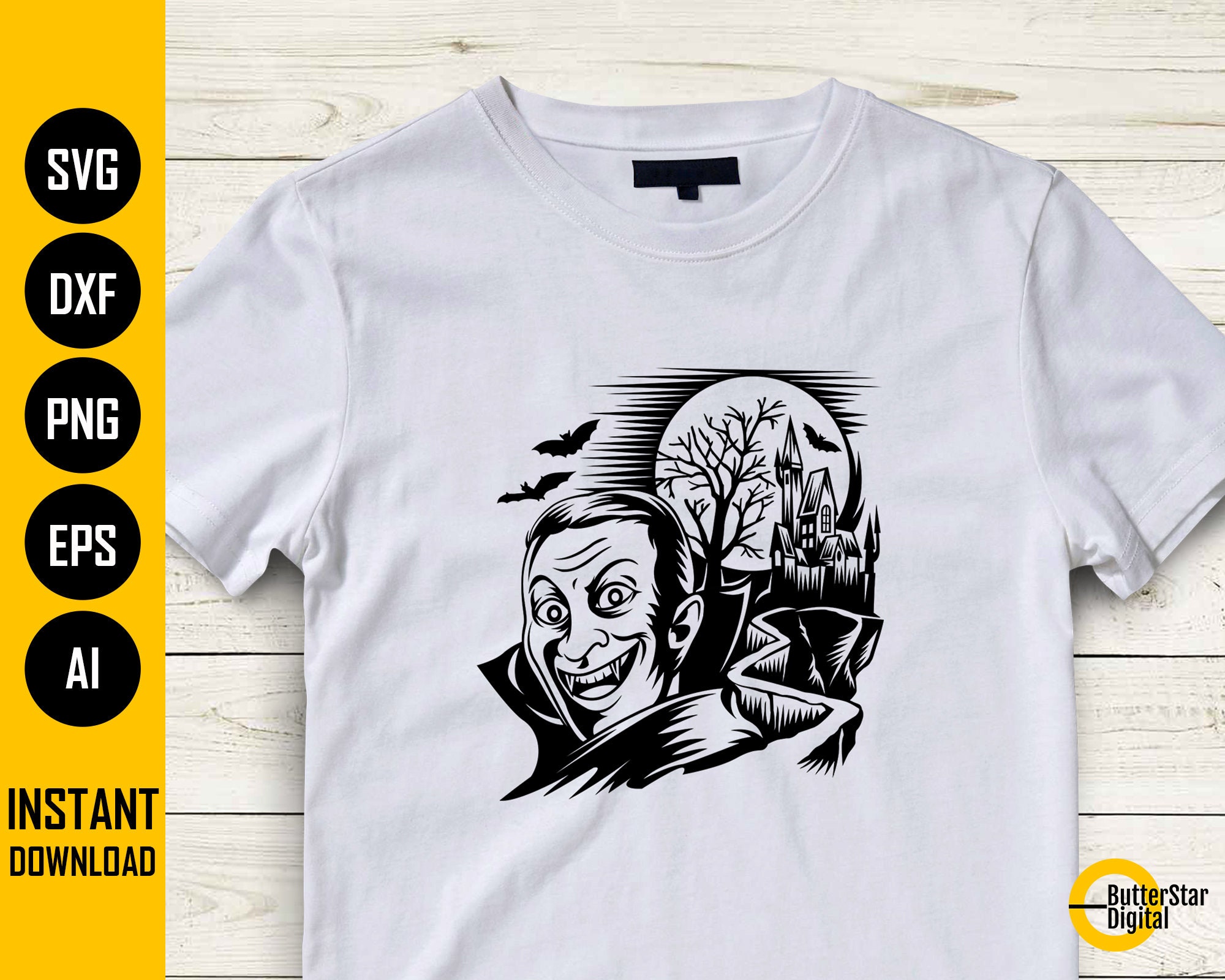 Vampire Scene SVG | Horror SVG | Halloween Decal Wall Art T-shirt ...