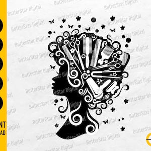 Afro Hairstyle SVG | Salon SVG | Hair Stylist SVG | Barber Svg | Cricut Cutting Files Silhouette Cameo Clipart Vector Digital Dxf Png Eps Ai