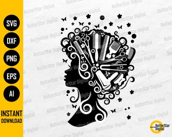 Afro Hairstyle SVG | Salon SVG | Hair Stylist SVG | Barber Svg | Cricut Cutting Files Silhouette Cameo Clipart Vector Digital Dxf Png Eps Ai