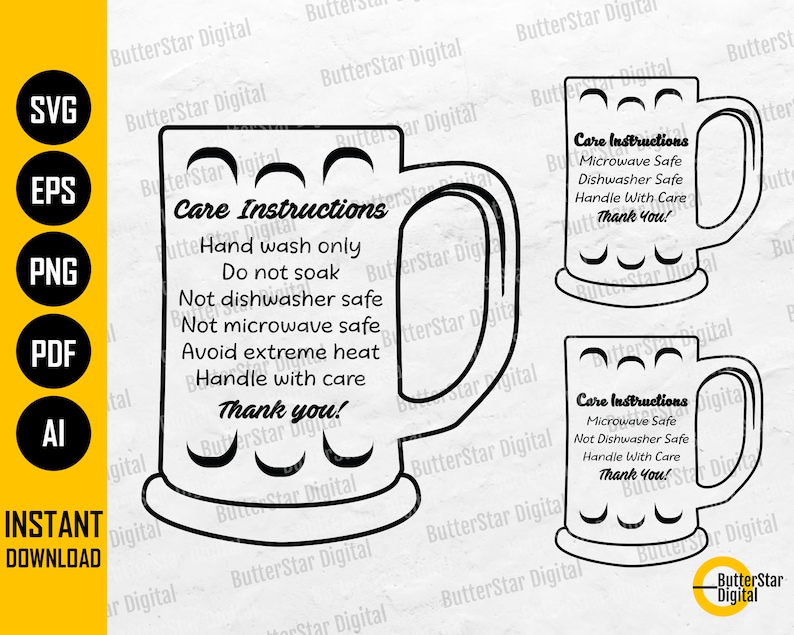 Beer Mug Care Card SVG Printable Maintenance Instructions Etsy