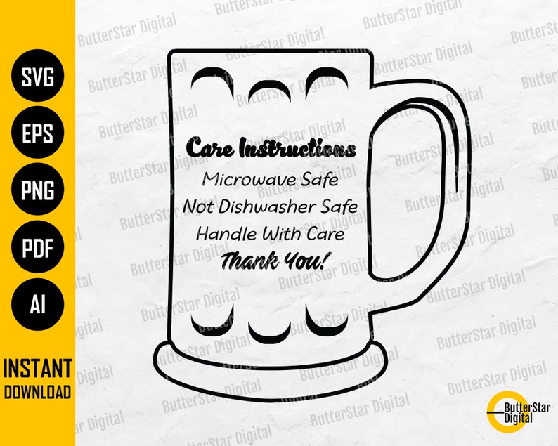 Beer Mug Care Card SVG Printable Maintenance Instructions Etsy