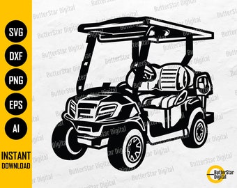 Golf Cart SVG / Golf Illustration Disegno Vinile Stencil Grafica / Cricut Cut Files Silhouette Cameo Clip Art Vector Digital Dxf Png Eps Ai