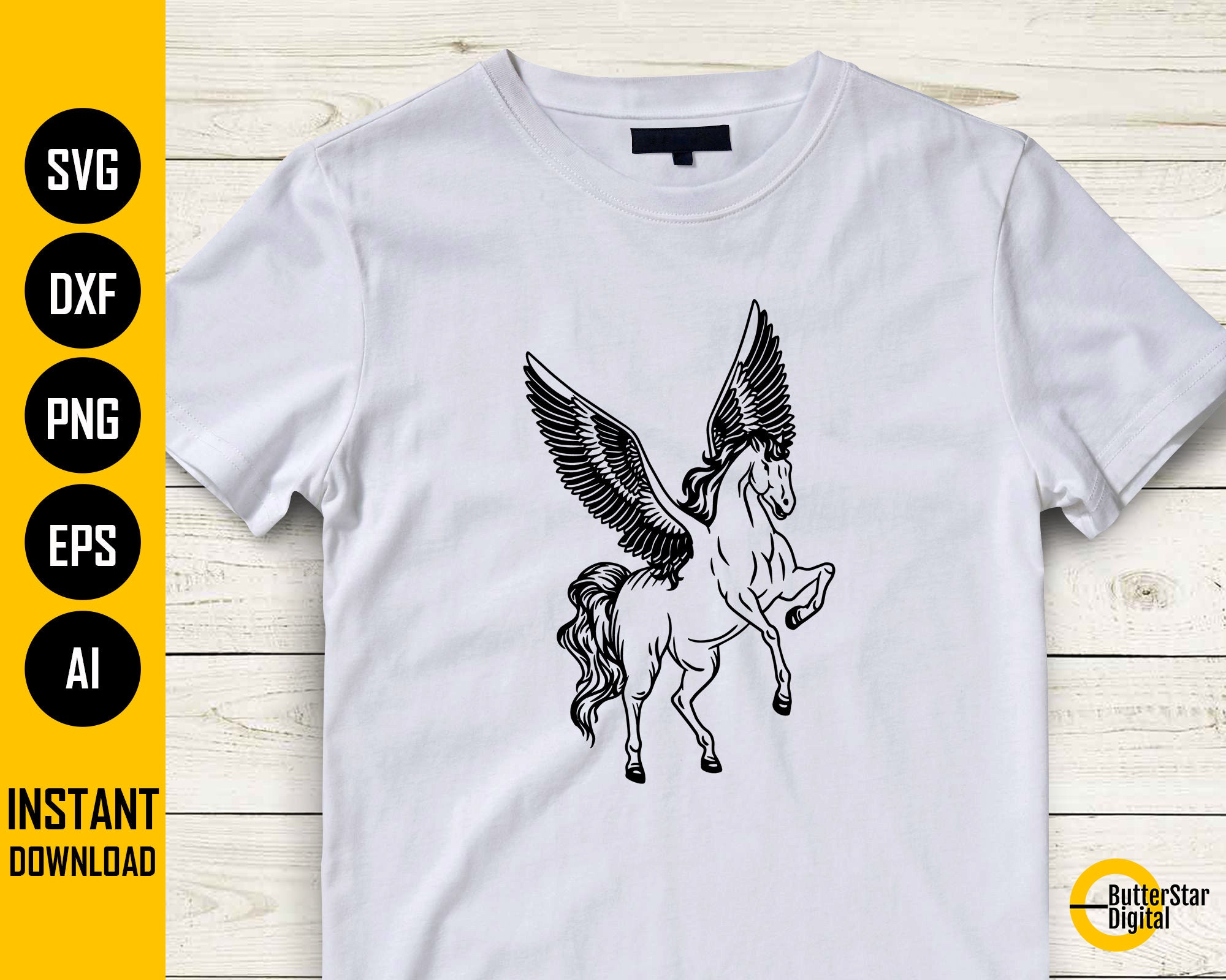 Pegasus SVG | Winged Horse SVG | Mythical Animal T-shirt Drawing ...