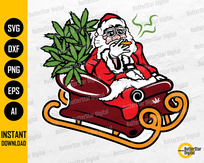 stoner santa claus svg santas sleigh smoking etsy