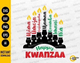 Happy Kwanzaa SVG | Principles Of Kwanzaa SVG | African Heritage Holiday | Cricut Cut Files Printable Clip Art Vector Digital Dxf Png Eps Ai