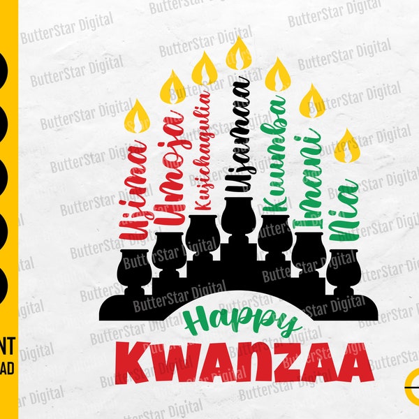 Happy Kwanzaa SVG / Principios de Kwanzaa SVG / African Heritage Holiday / Cricut Cut Files Printable Clip Art Vector Digital Dxf Png Eps Ai