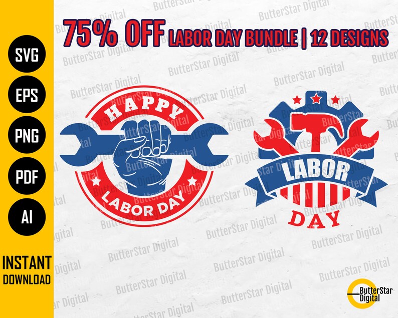 75% OFF Labor Day BUNDLE SVG 12 Labour Day Designs Workers | Etsy