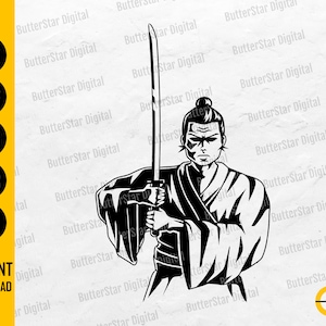 Samurai SVG | Ninja SVG | Swordsman SVG | Bushido Battle Shogun Honor War Combat | Cut File Printable Clipart Vector Digital Dxf Png Eps Ai