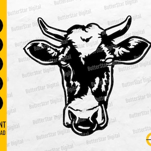 Cow Head SVG | Cattle SVG | Farm SVG | Animal Vinyl Clipart Vector Graphics | Cricut Cutting File Silhouette Digital Download Dxf Png Eps Ai