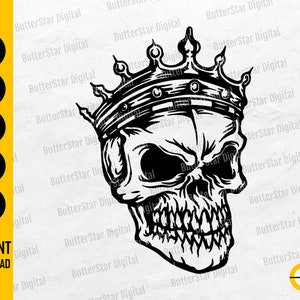 King Skull SVG | Dead Royalty SVG | Gothic Decal T-Shirt Tattoo Stencil | Cricut Cut Files Printable Clip Art Vector Digital Dxf Png Eps Ai