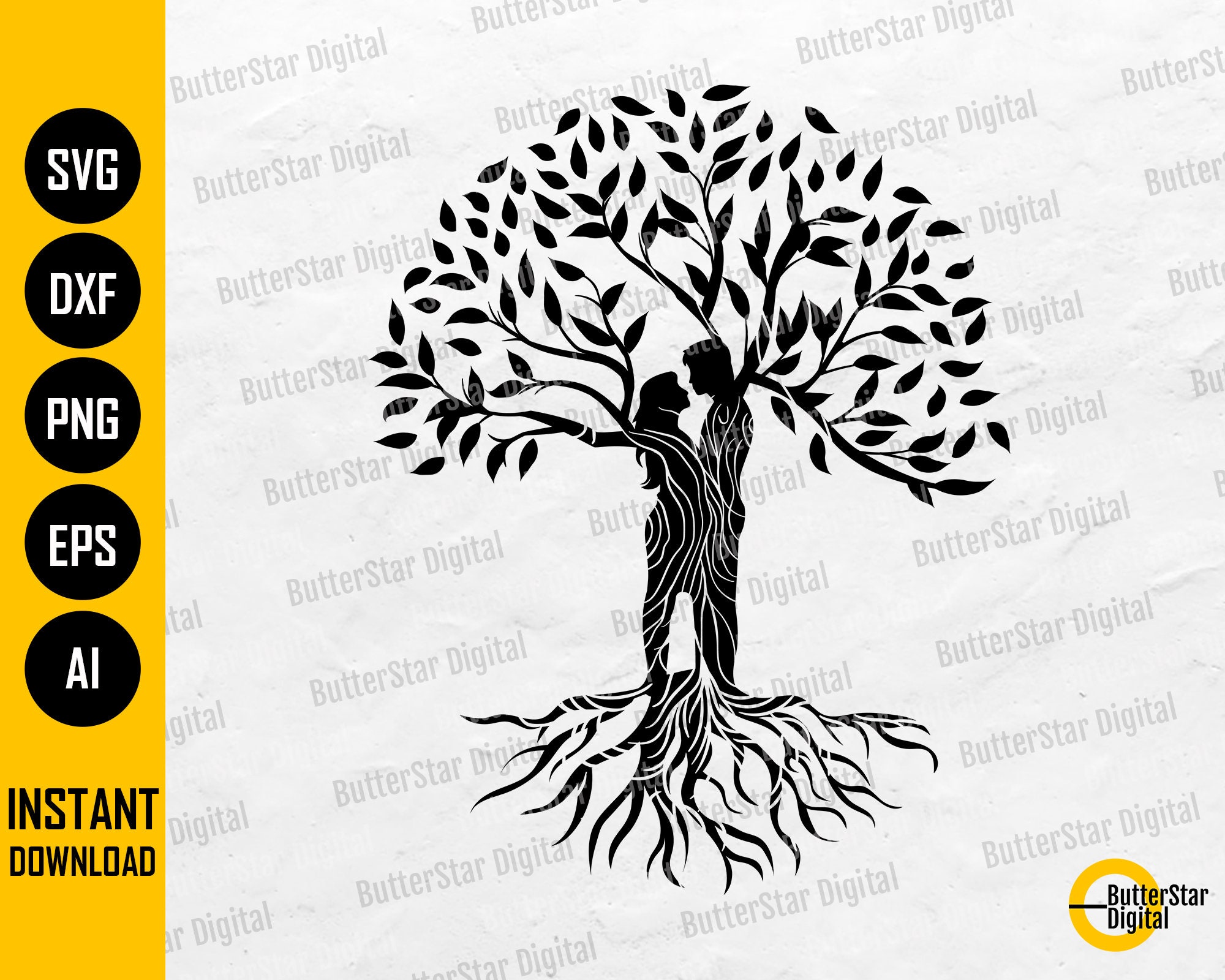 Lovers Tree SVG Eternal Love SVG Tree With Roots SVG Cricut Silhouette Cut File Printable Clipart Vinyl Vector Digital Dxf Png Eps Ai - Etsy