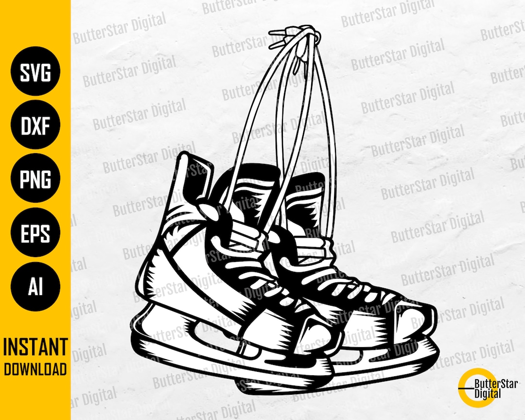 Hanging Hockey Skates SVG Hockey Player Gear SVG Decal Wall Art Illustration Cricut Cutting File