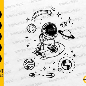 Cute Space Astronaut SVG | Spaceman SVG | Universe SVG | Planet Svg | Cricut Cut File Silhouette Cameo Clipart Vector Digital Dxf Png Eps Ai