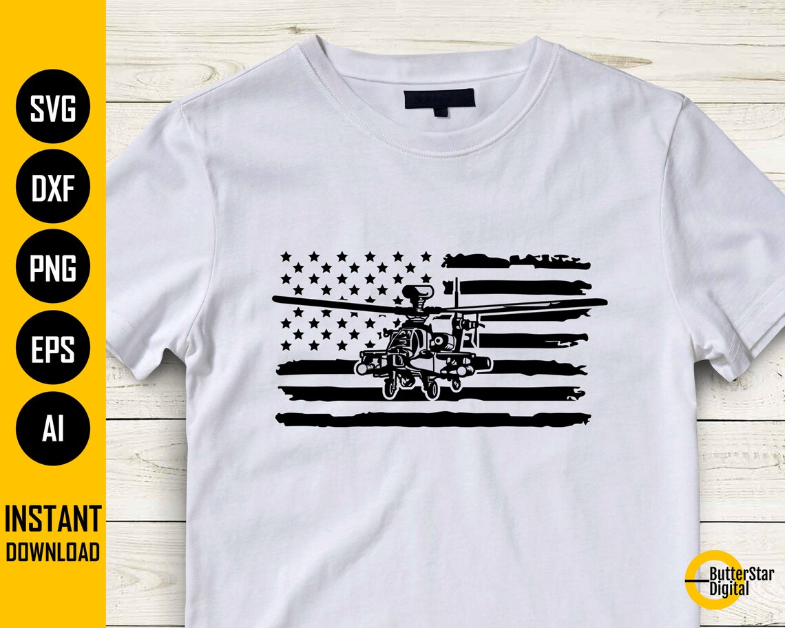 US Apache SVG | USA Helicopter Svg | Army Military Decal Graphics ...