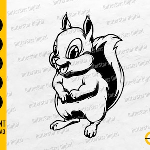 Cute Baby Squirrel SVG | Wild Animal Decals T-Shirt Vinyl Graphics | Cricut Silhouette Cameo Cut Files Clipart Vector Digital Dxf Png Eps Ai