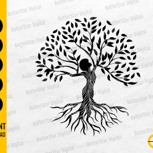 Afro Woman Tree SVG | Women Empowerment SVG | Girl Power | Cricut Silhouette Cutting File | Printable Clipart Vector Digital Dxf Png Eps Ai