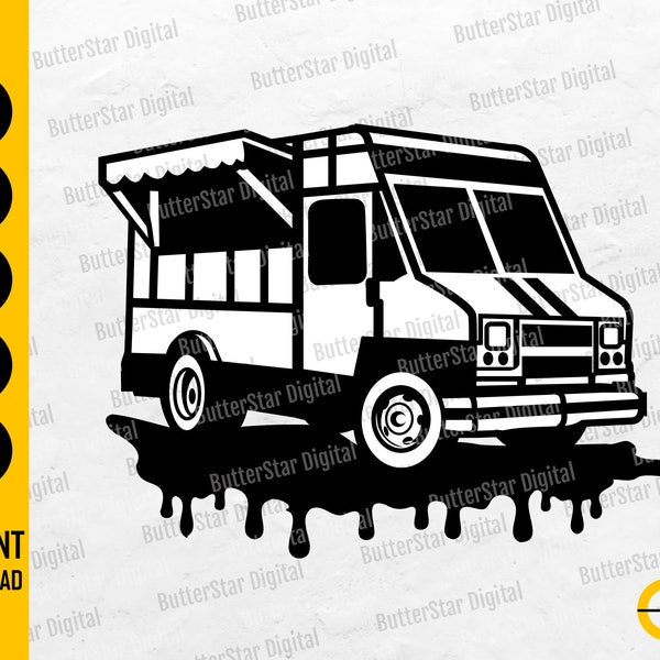 Dripping Food Truck SVG | Restaurant Decal T-Shirt Sticker Graphics Wall Art | Cutting File Printable Clipart Vector Digital Dxf Png Eps Ai