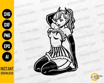 Cute Sexy Girl Devil SVG | Demon SVG | Demoness SVG | Seductive Evil Woman Hell | Cut Files Printables Clipart Vector Digital Dxf Png Eps Ai