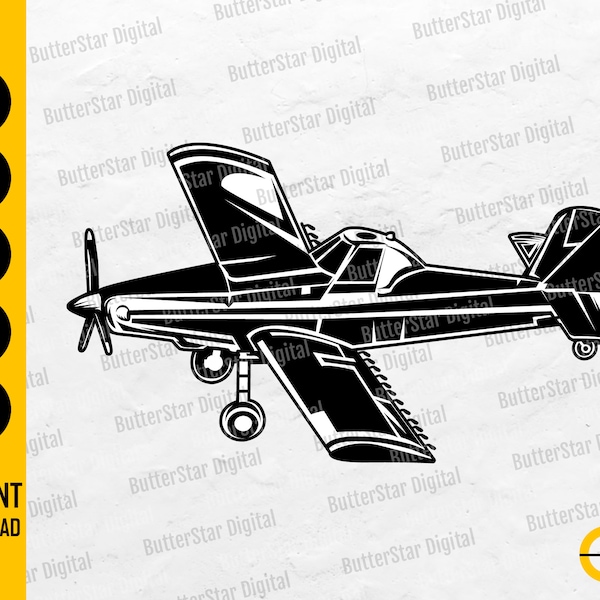 Crop Duster SVG | Single Prop Airplane SVG | Farming Aircraft SVG | Cricut Silhouette Cut Cutting File Clipart Vector Digital Dxf Png Eps Ai