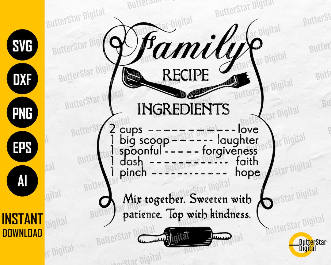 Family Recipe SVG Home SVG Kitchen Quotes Sayings Cutting Board Design