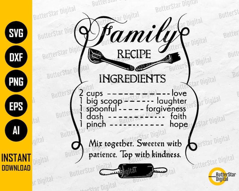 Family Recipe SVG Home SVG Kitchen Quotes Sayings Cutting Etsy